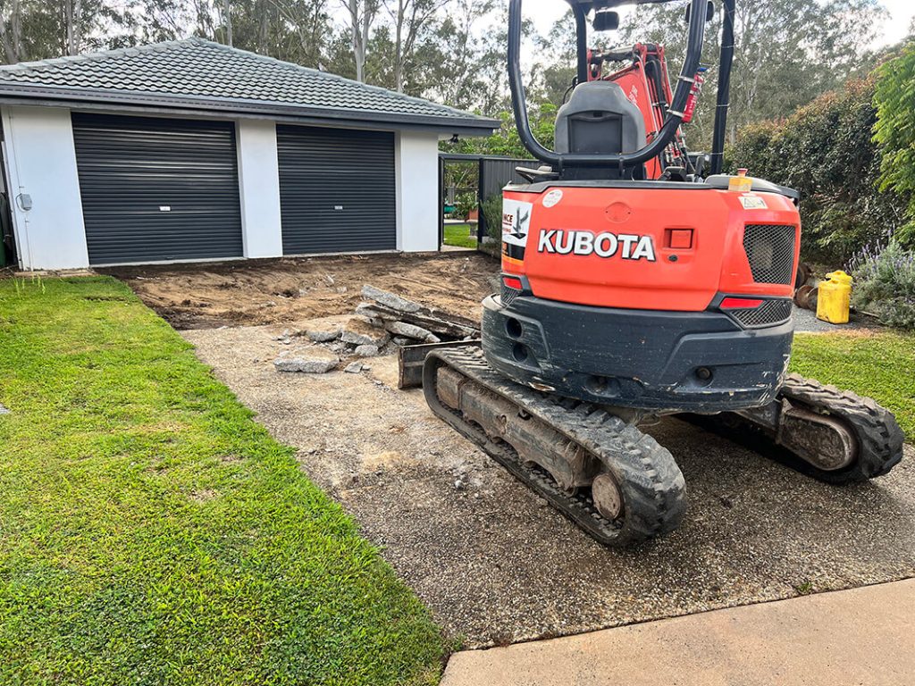 excavation on driveway before pouring concrete