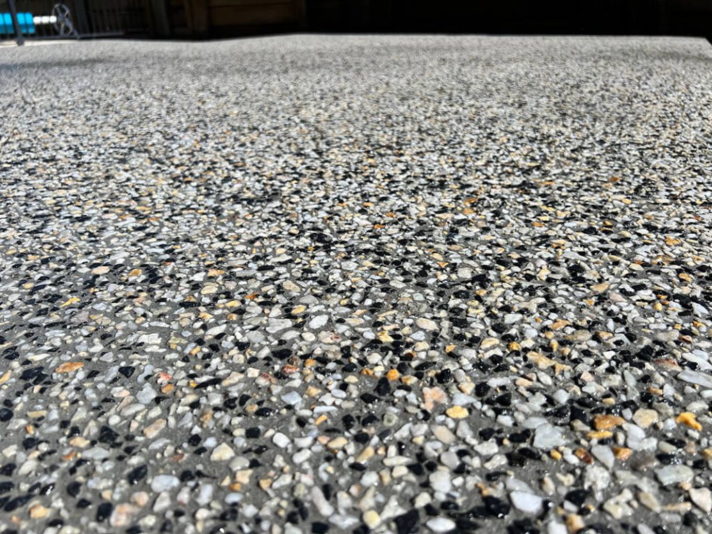 close up of exposed aggregate driveway